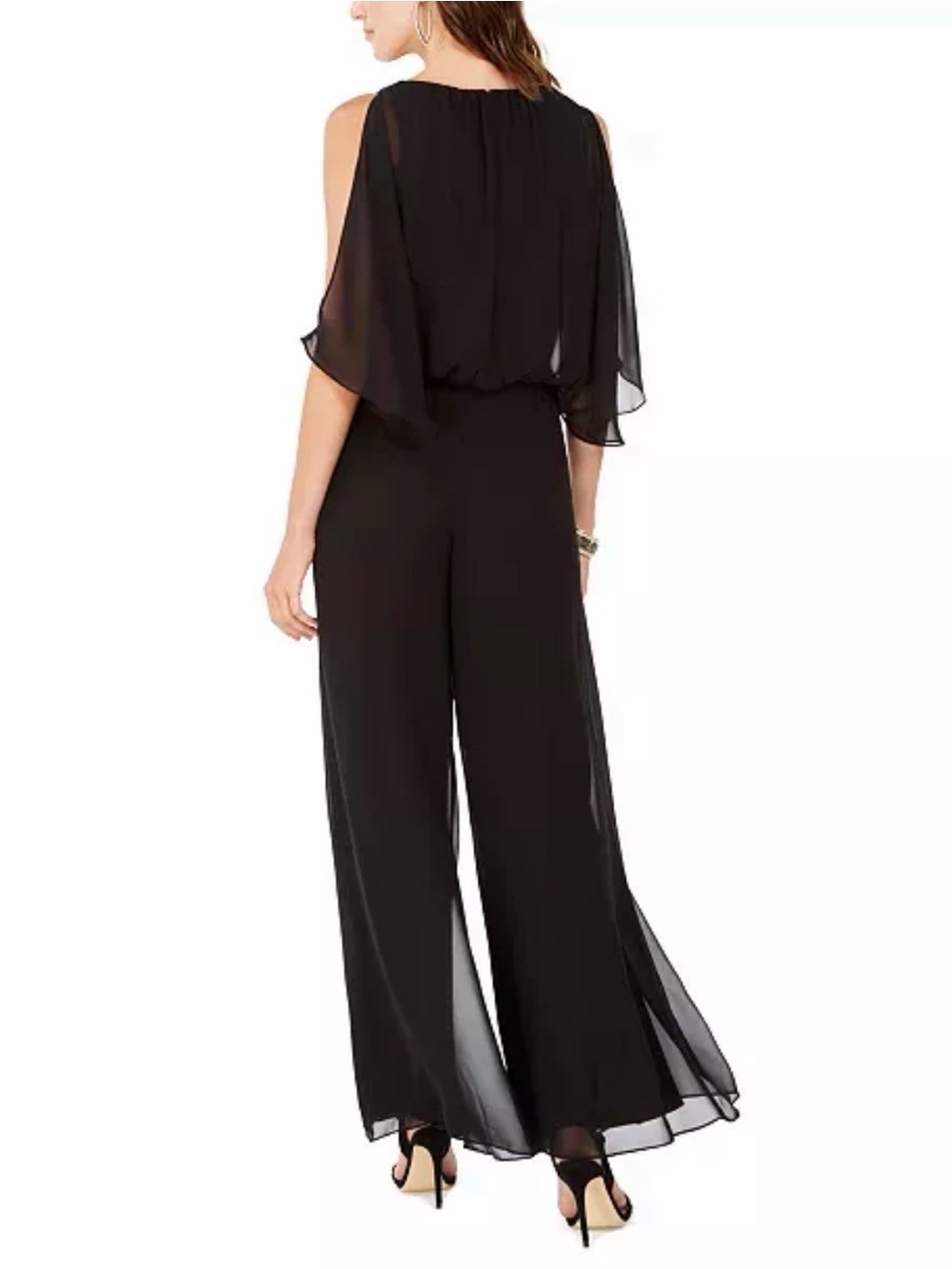 MSK Black V-Neck Wide-Leg Jumpsuit with Split Sleeves - Picture 3 of 5